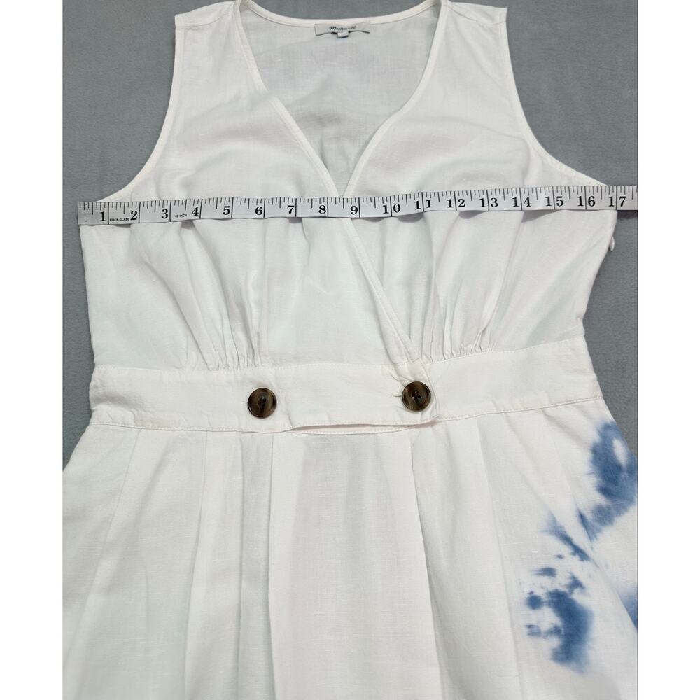 Madewell White Blue Tie Dye Cotton Linen Blend Wrap Maxi Dress Size 2 (Small) - Picture 12 of 13
